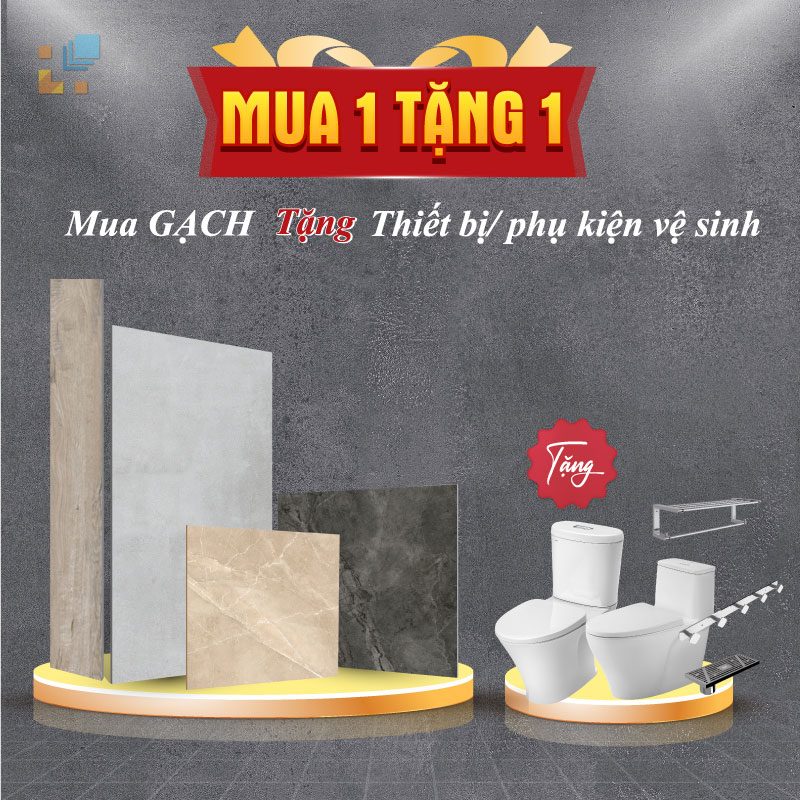 “Mua 1 tặng 1” sẽ áp dụng cho các sản phẩm gạch và phụ kiện vệ sinh chính hãng